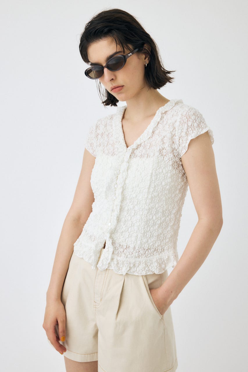 MOUSSY | RUFFLE LACE ノースリーブトップス (Tシャツ