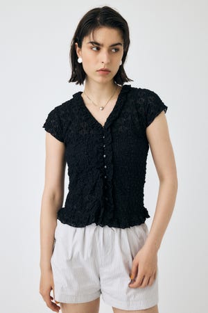 moussy SHOULDER FRILLS トップス フリルトップス ブラック
