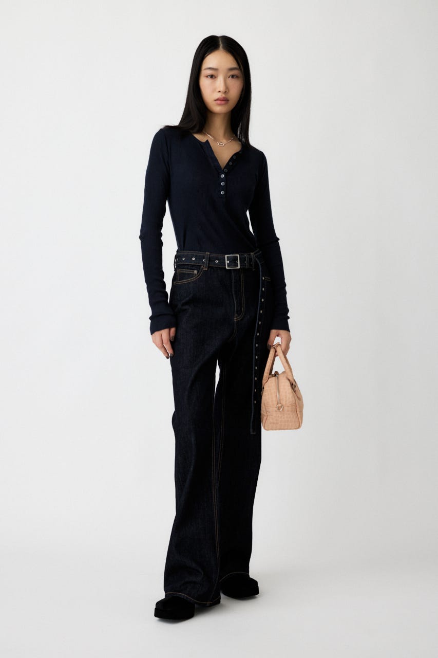 MOUSSY | HENRY NECK LONG SLEEVE Tシャツ (Tシャツ