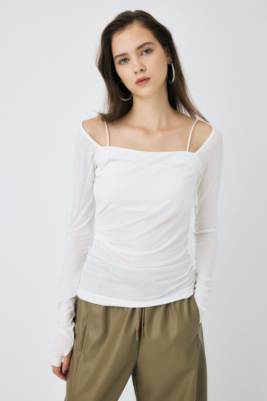tシャツ SQUARE NECK GATHER トップス レディース MOUSSY | SQUARE NECK GATHER トップス (Tシャツ・カットソー