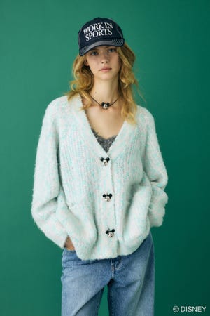 MD FACE BUTTON カーディガン / MICKEY