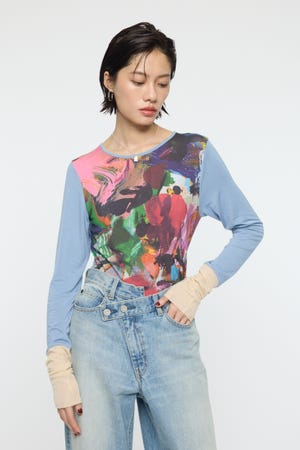 PU ABSTRACT CREW トップス