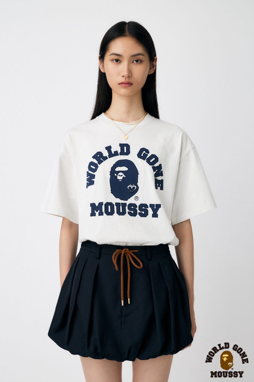 値下げ‼️MOUSSY BAPE 長袖Tシャツ ホワイト BAPE MOUSSY Henry Neck L/S ホワイト ロンT - メルカリ