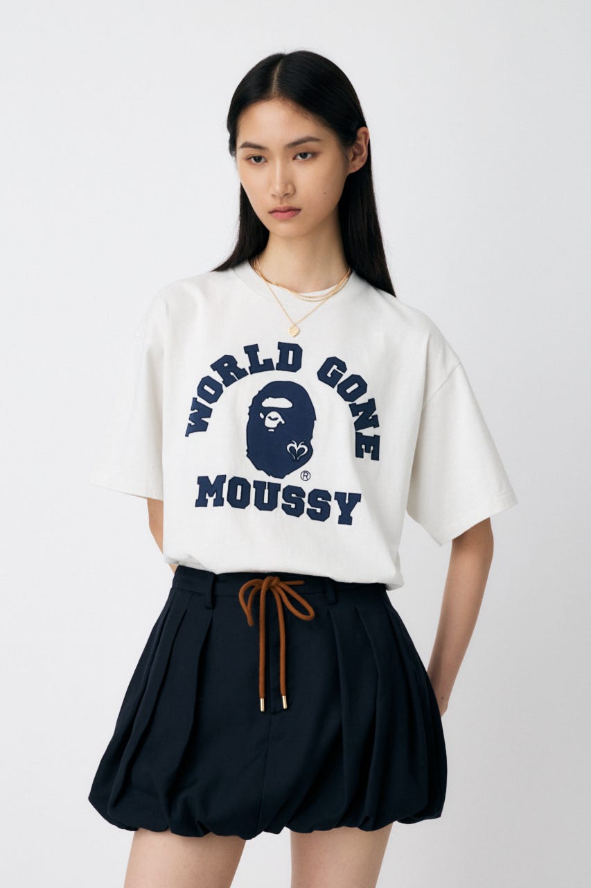 BP/MS COLLEGE PATCH TEE ブラウン MOUSSY | BP/MS COLLEGE PATCH TEE (Tシャツ・カットソー(半袖