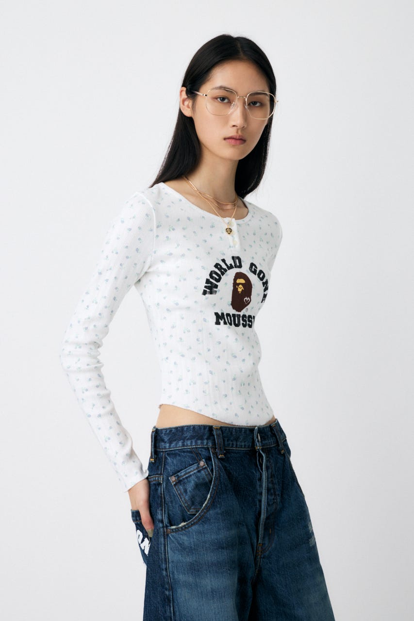 トップス A BATHING APE MOUSSY Henry Neck L/S Tee MOUSSY | BP/MS HENRY NECK L/S TEE (Tシャツ・カットソー(長袖