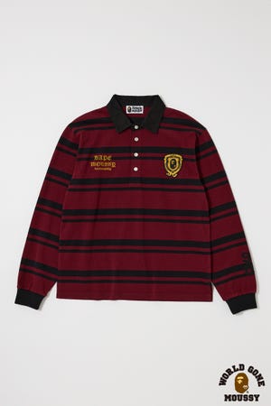 BAPE X MOUSSY 】STRIPED RUGBY L/S SHIRT MOUSSY | BP/MS