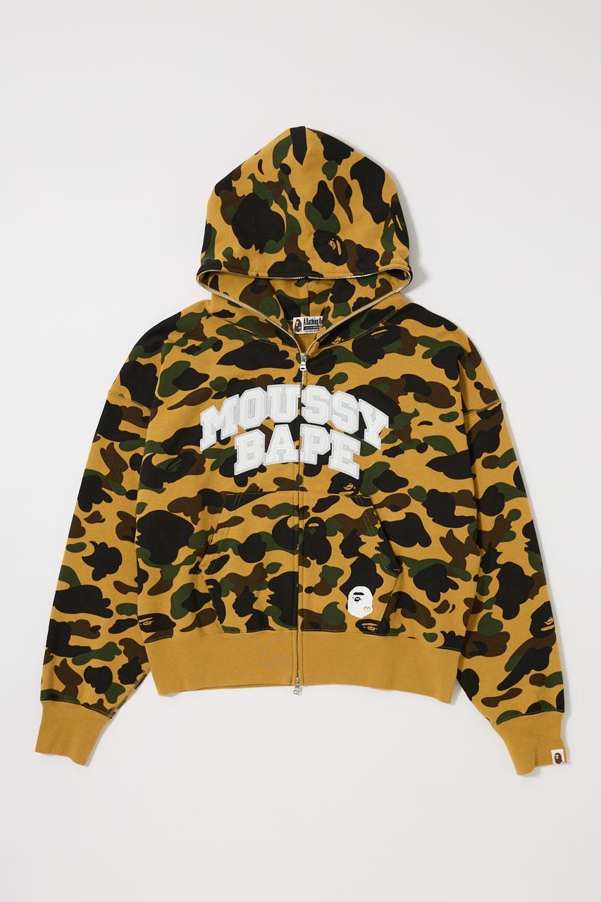 トップス BAPE X MOUSSY COLLEGE LOGO ZIP HOODIE BAPE X MOUSSY 】COLLEGE LOGO ZIP HOODIE | bape.com