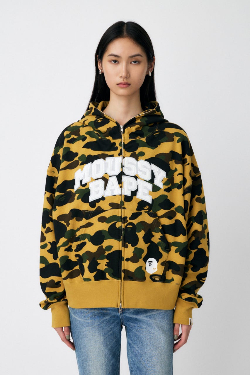 Moussy Bape カモフラージュパーカー MOUSSY | BP/MS COLLEGE LOGO ZIP フーディー (スウェット