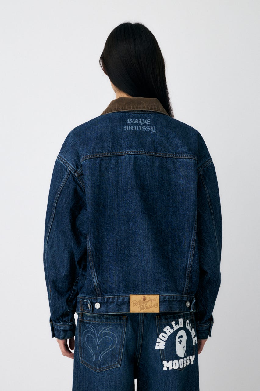 moussy F/LEATHER COLLAR DENIM ジャケット MOUSSY コート アウター FAUX LEATHER MINIMAL ジャケット