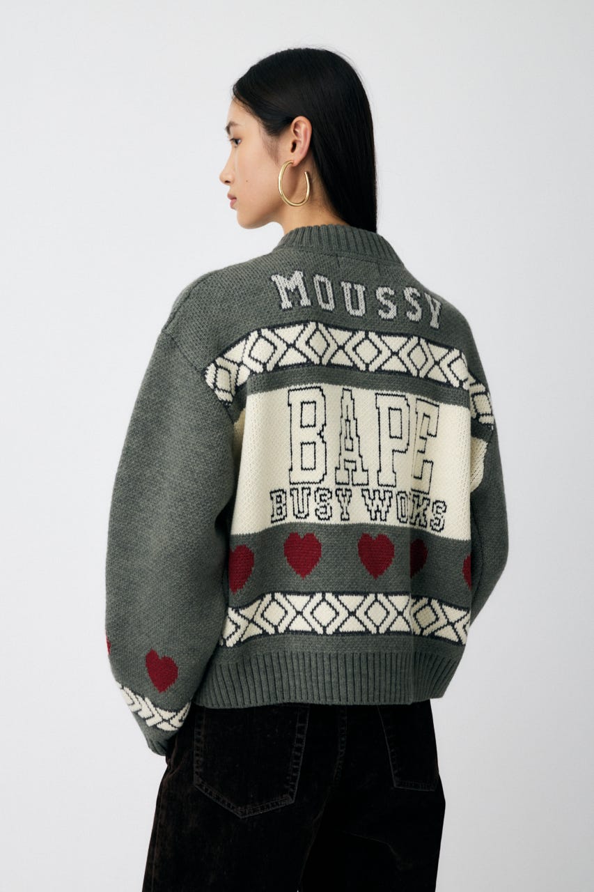 MOUSSY A BATHING APE KNIT ニット カーディガン コラボ Moussy マウジー ベイプ A BATHING APE BP/MS KNIT カーディガン