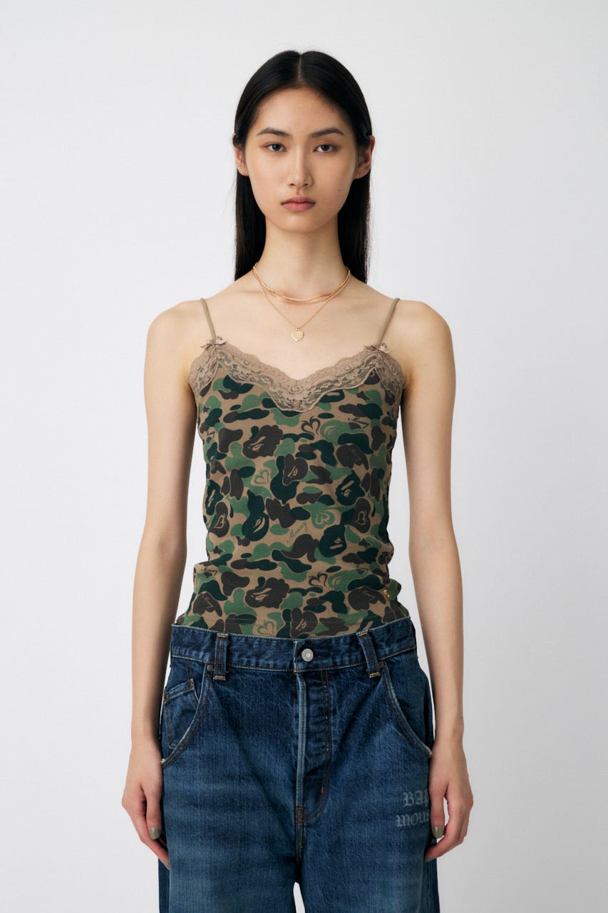MOUSSY レオパード　キャミソール　なるも moussy - 美品 MOUSSY ヒョウ柄 メッシュ キャミソール 豹