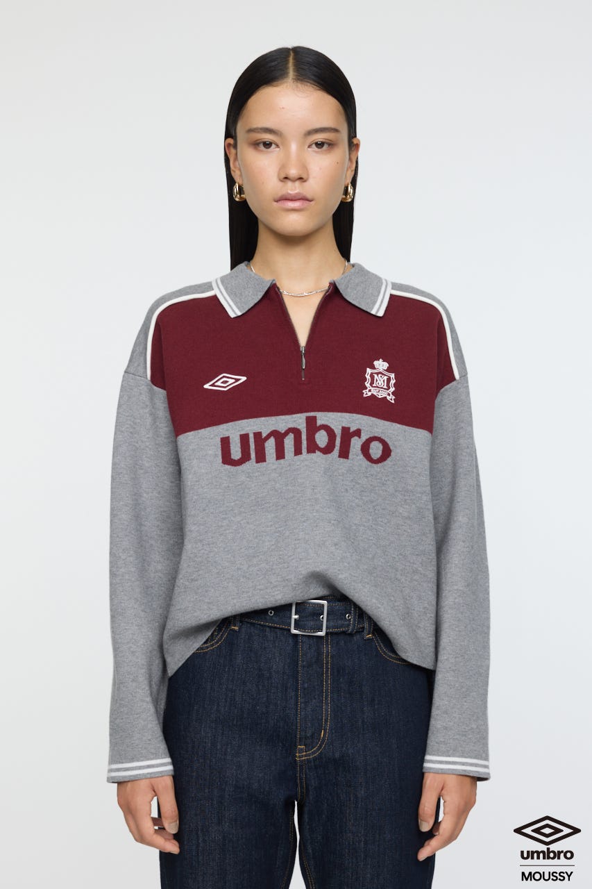 MOUSSY UMBRO JERSEY トップス MOUSSY | UMBRO HALF ZIP TEAM ニットシャツ (ニット ) |SHEL