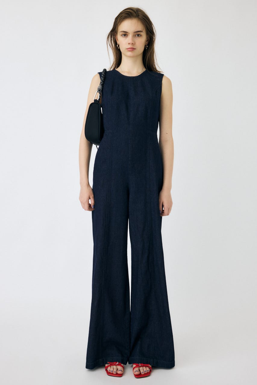 MOUSSY | BACK SLIT DENIM オールインワン (オールインワン