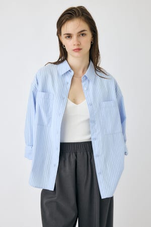 MOUSSY ストライプ コットンシャツ フリーサイズ AZUL by moussy】ストライプシャツ コットン100% 長袖 M - メルカリ