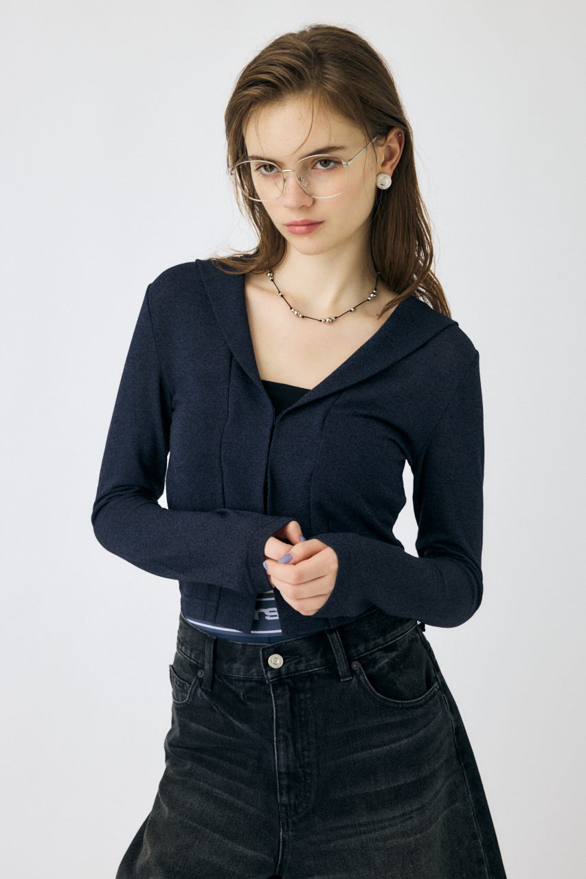 高価値セリー カーディガン HOODIE SHEER | MOUSSY (カーディガン |SHEL ) トップス