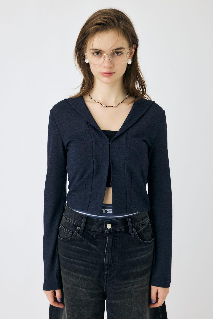 SHEER HOODIE カーディガン NVY FREE