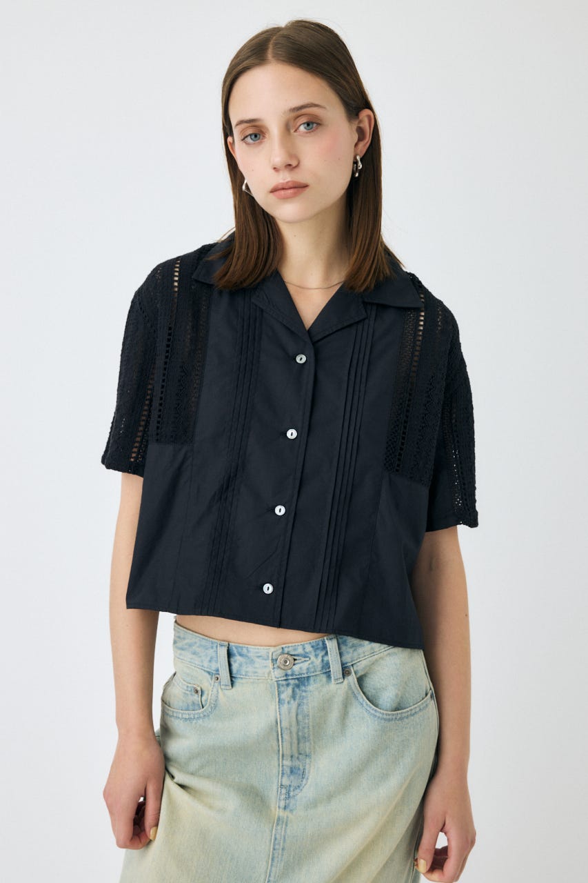 ブラウス シャツ 「セットアップ対応」LACE OPEN COLLAR シャツ レディース MOUSSY | LACE OPEN COLLAR シャツ (シャツ・ブラウス ) |SHEL