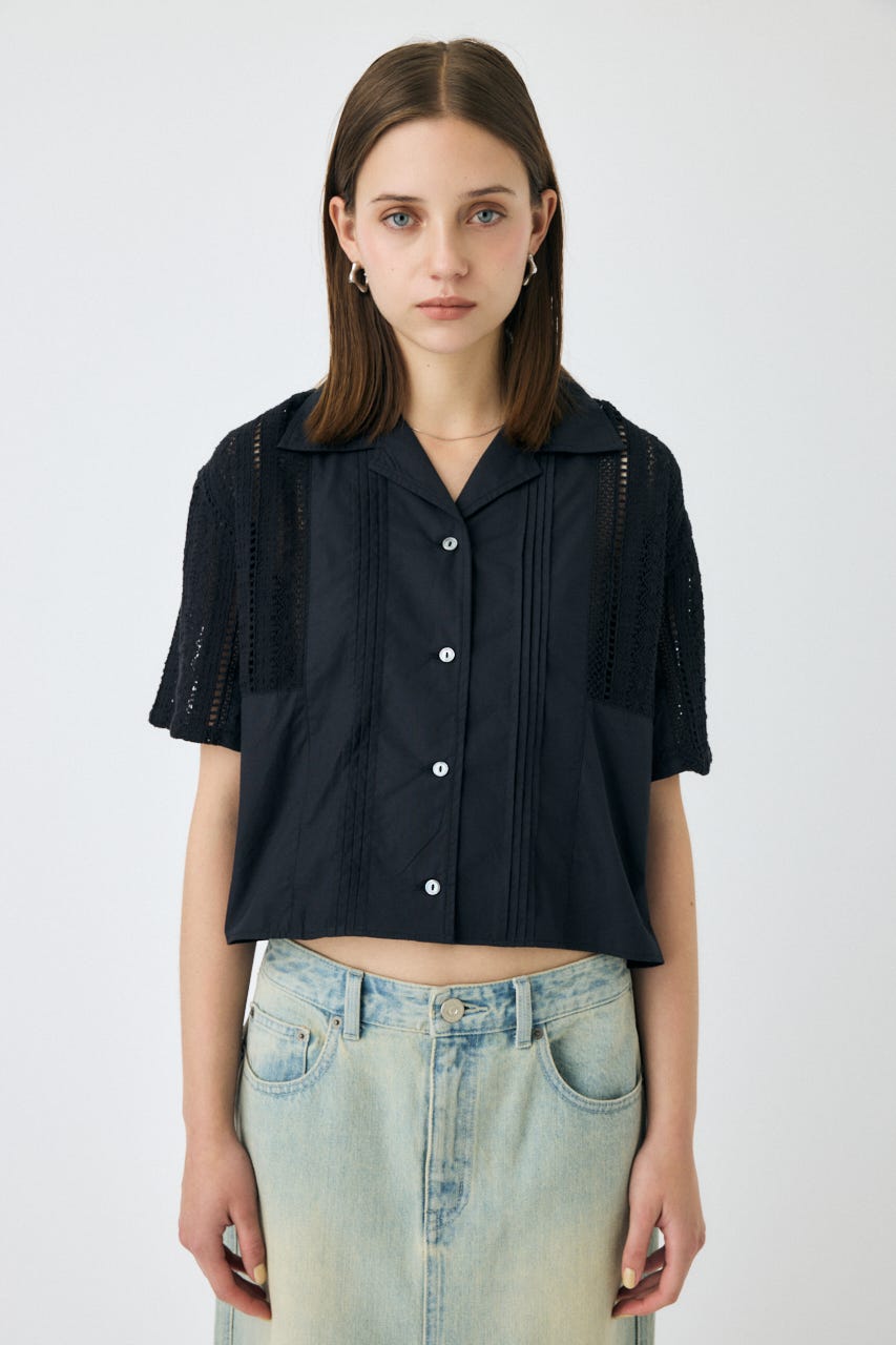 MOUSSY | LACE OPEN COLLAR シャツ (シャツ・ブラウス ) |SHEL