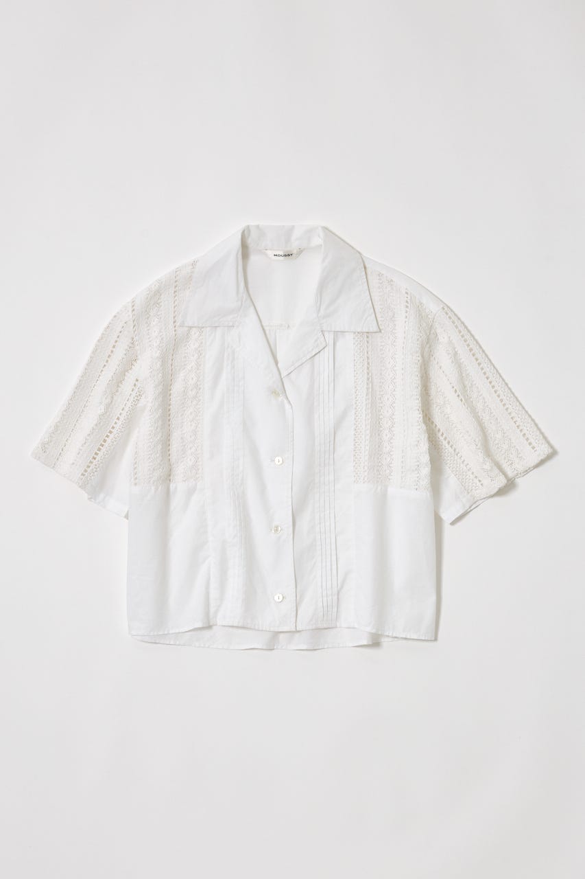 LACE OPEN COLLAR シャツ WHT FREE