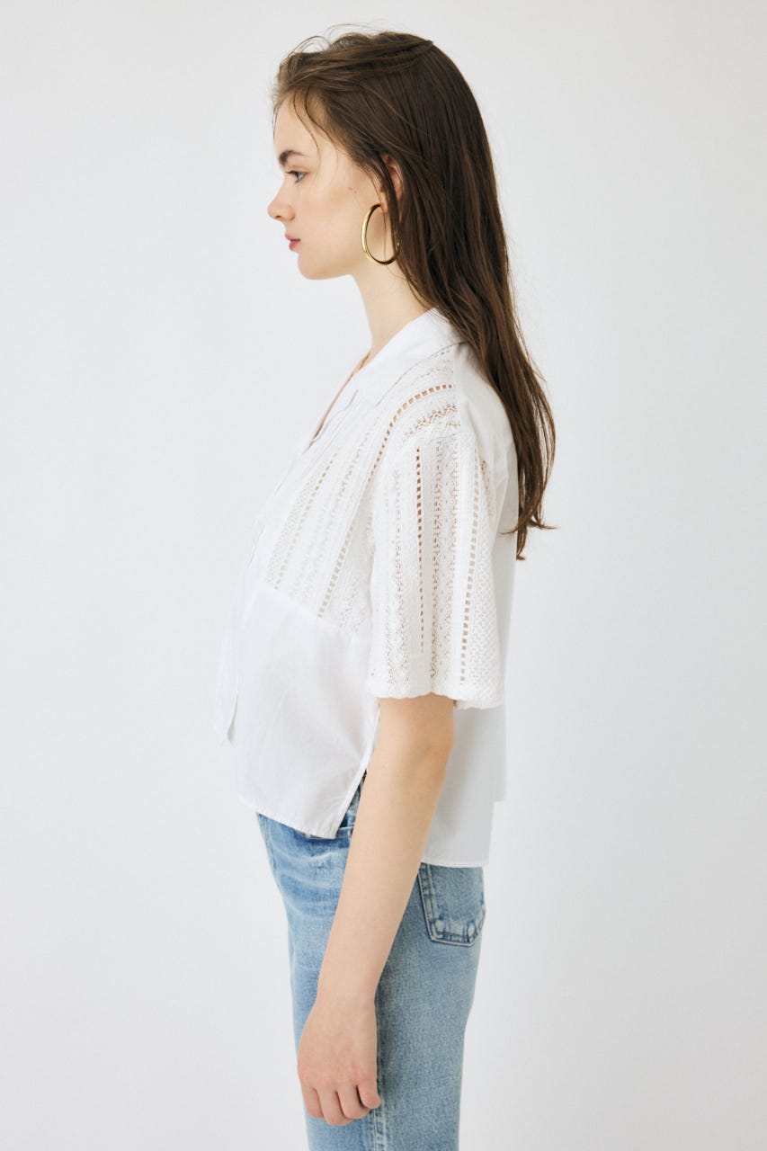 新品未使用タグ付き☆MOUSSY　LACE OPEN COLLAR シャツ MOUSSY | LACE OPEN COLLAR シャツ (シャツ・ブラウス ) |SHEL
