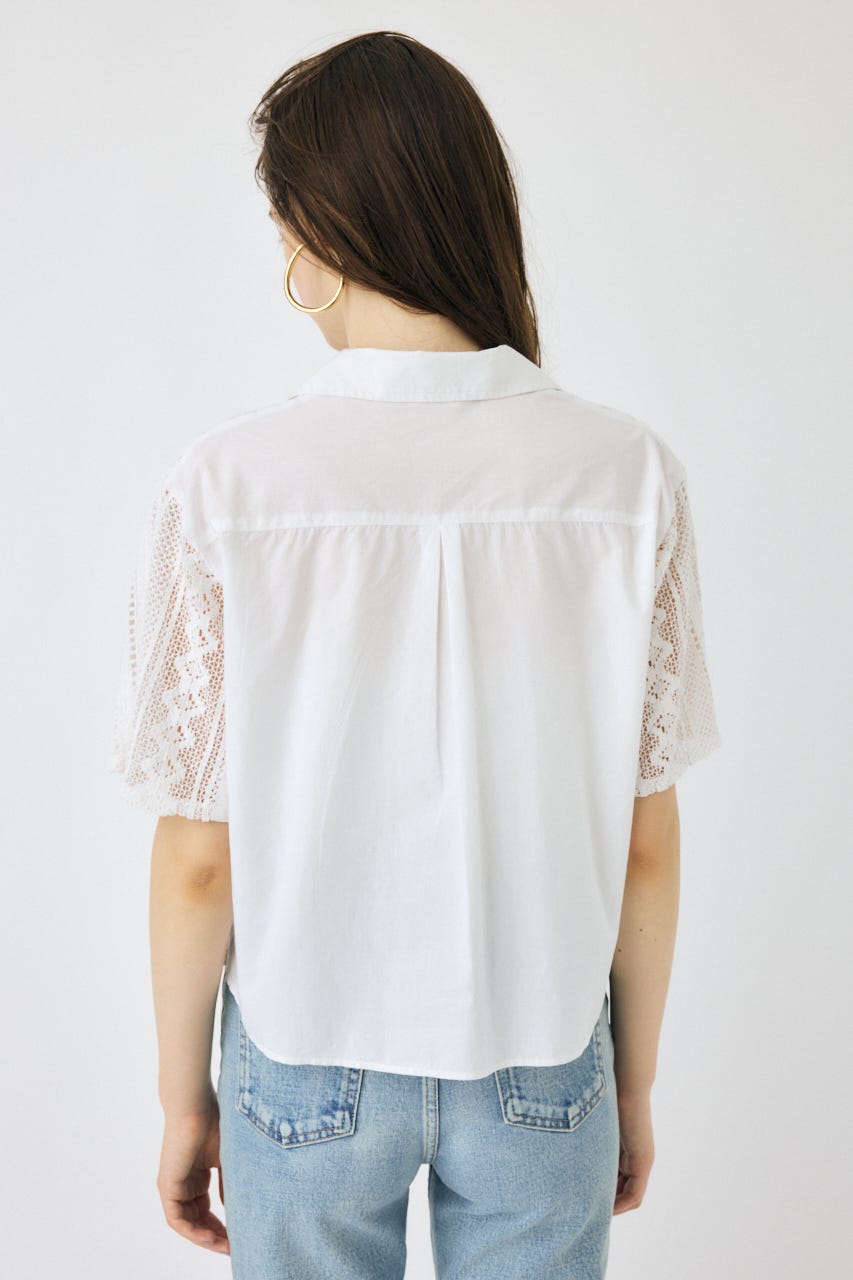 LACE OPEN COLLAR シャツ WHT FREE