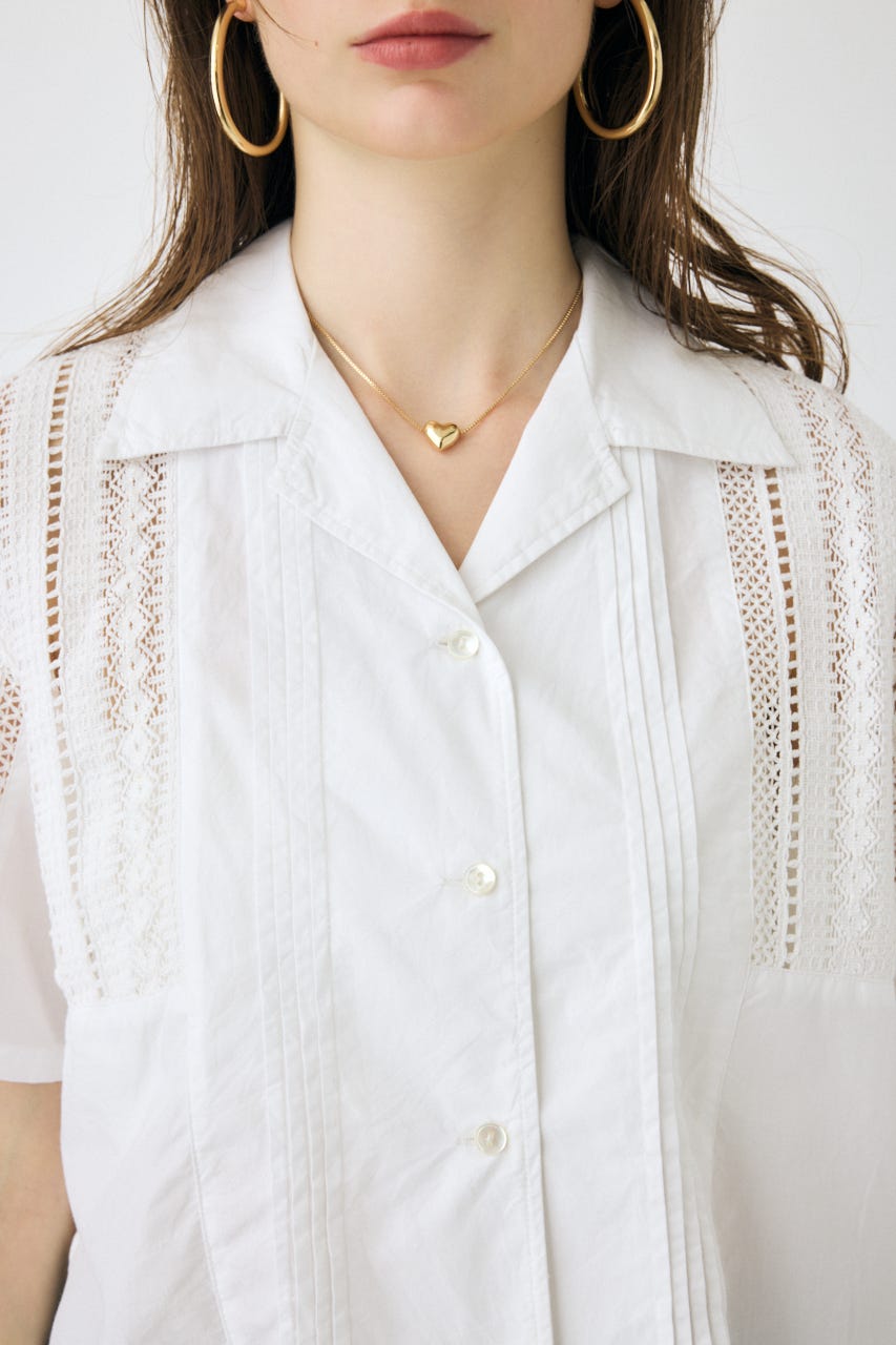 新品未使用タグ付き☆MOUSSY　LACE OPEN COLLAR シャツ MOUSSY | LACE OPEN COLLAR シャツ (シャツ・ブラウス ) |SHEL