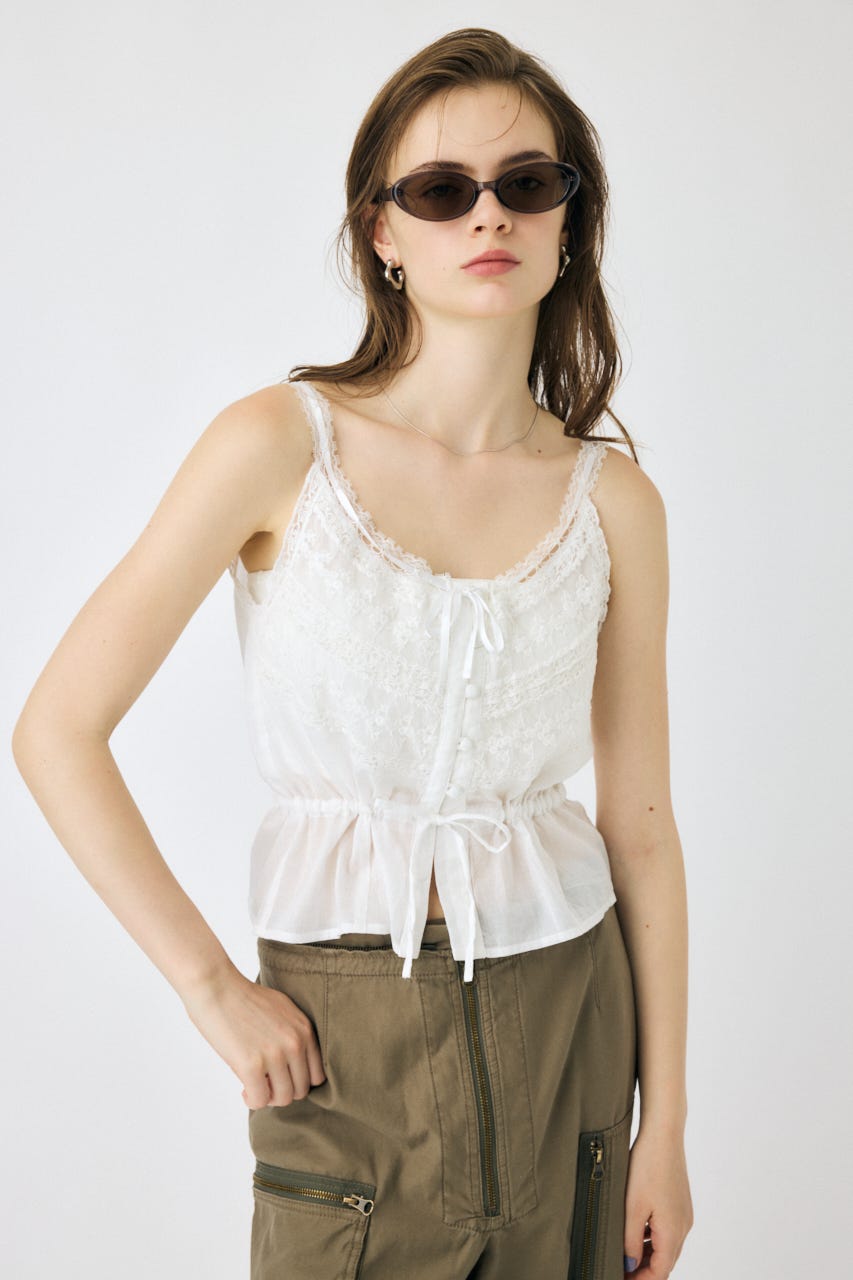 moussy RIBBON GABBY CAMI トップス　ホワイト MOUSSY♡ RIBBON GABBY CAMI