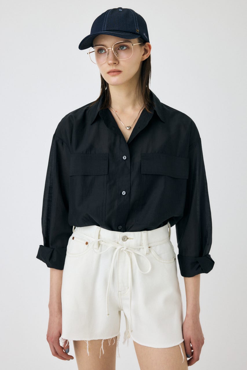 ｛ぽげーた｝moussy ミリタリージャケット BLACK BY MOUSSY | no collar military jacket (ジャケット