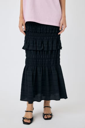 ミニスカート Shirring long skirt ivory MOUSSY | SHIRRING ロングスカート (スカート(ロング) ) |SHEL