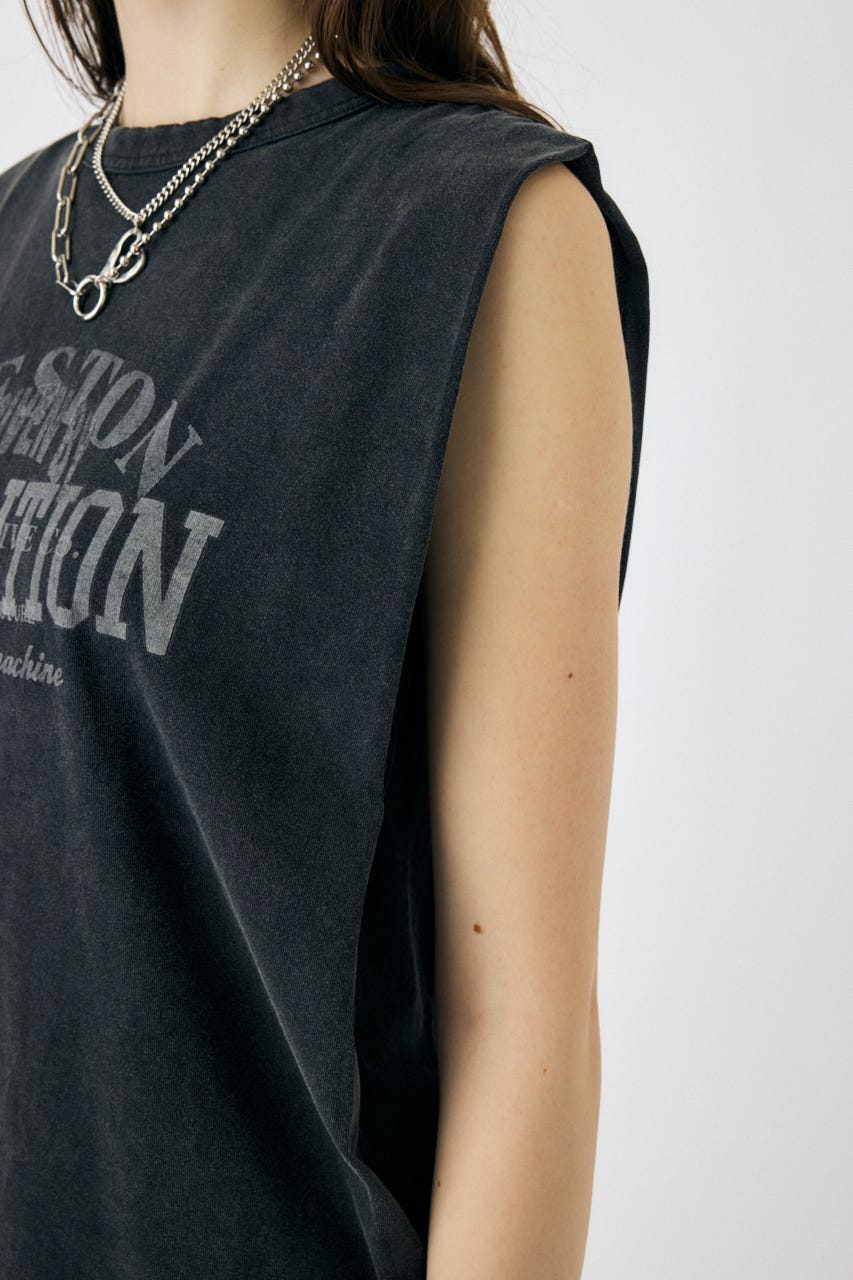 OVERLAPPING LOGOS ノースリーブ TEE L/BLK FREE