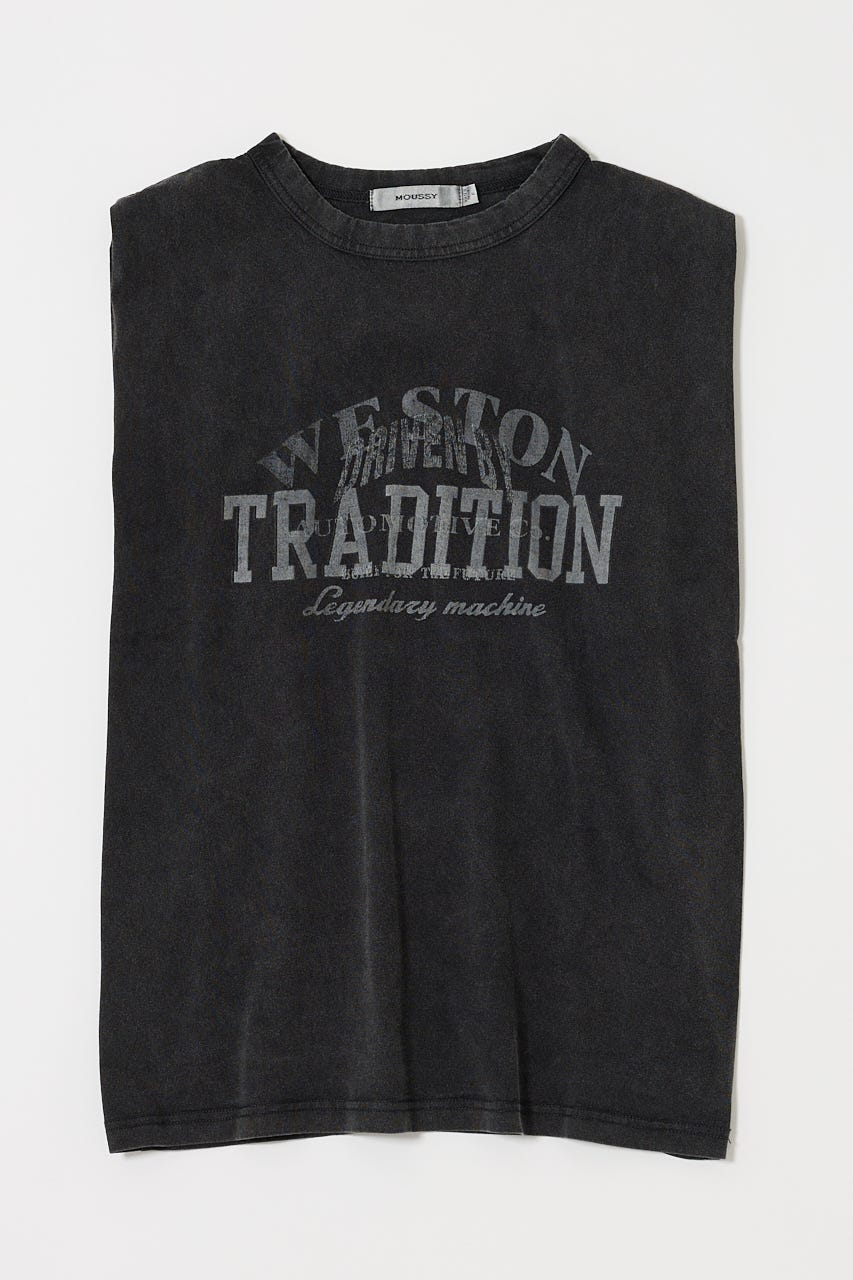 OVERLAPPING LOGOS ノースリーブ TEE L/BLK FREE