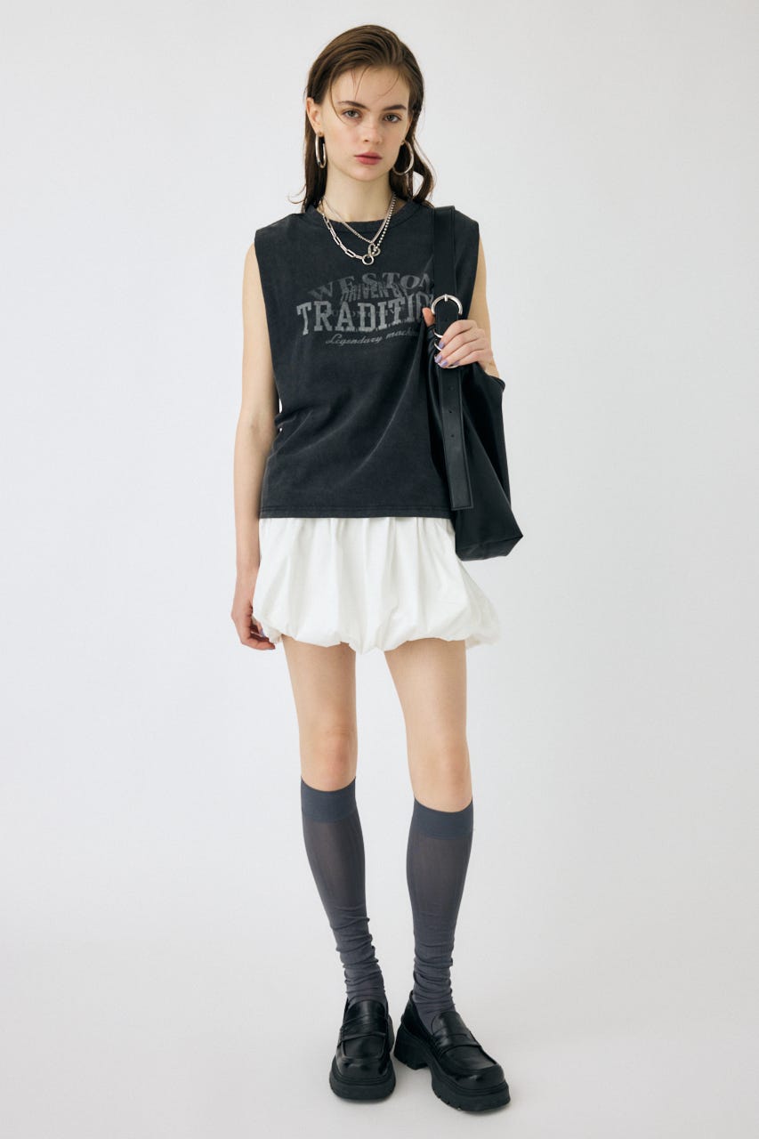 OVERLAPPING LOGOS ノースリーブ TEE L/BLK FREE