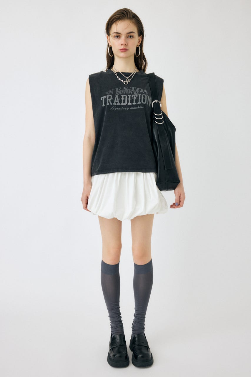 OVERLAPPING LOGOS ノースリーブ TEE L/BLK FREE