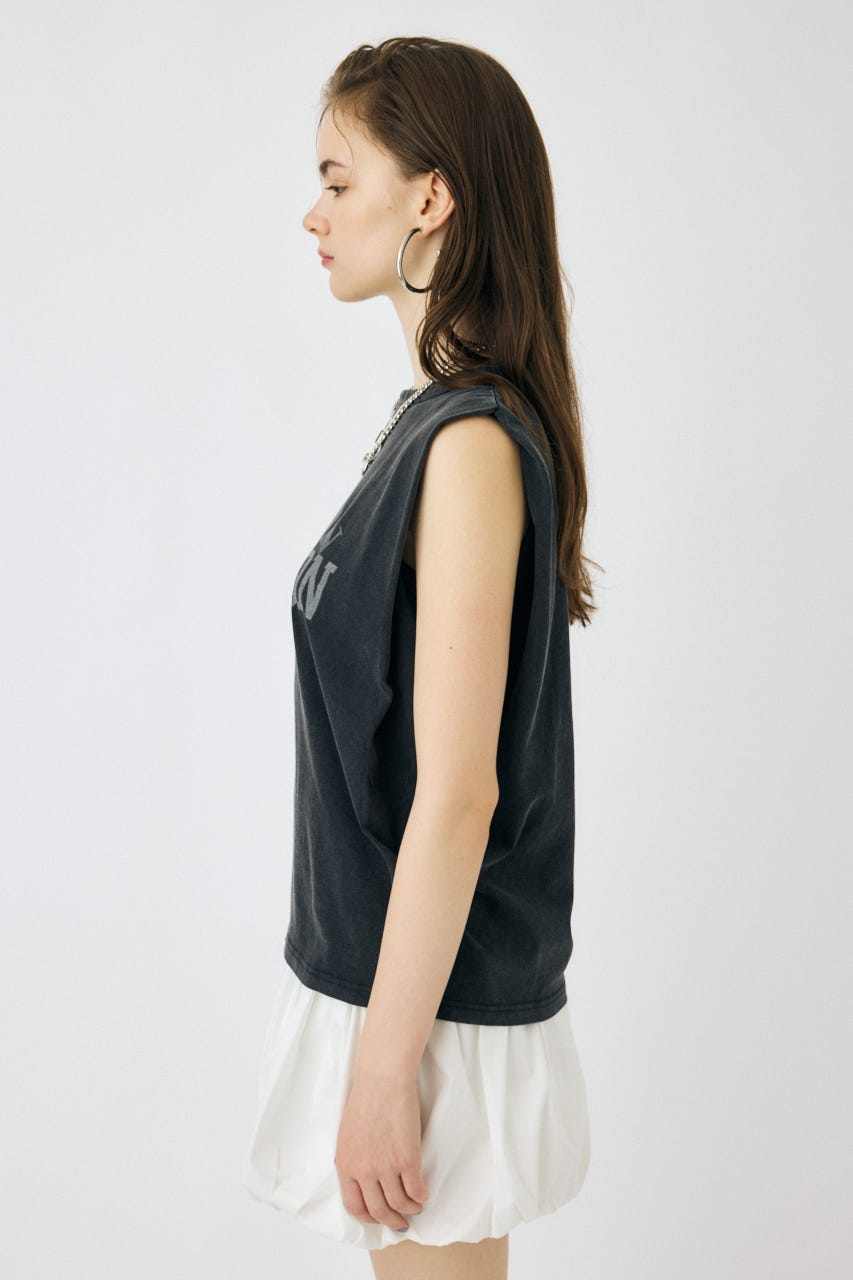 OVERLAPPING LOGOS ノースリーブ TEE L/BLK FREE