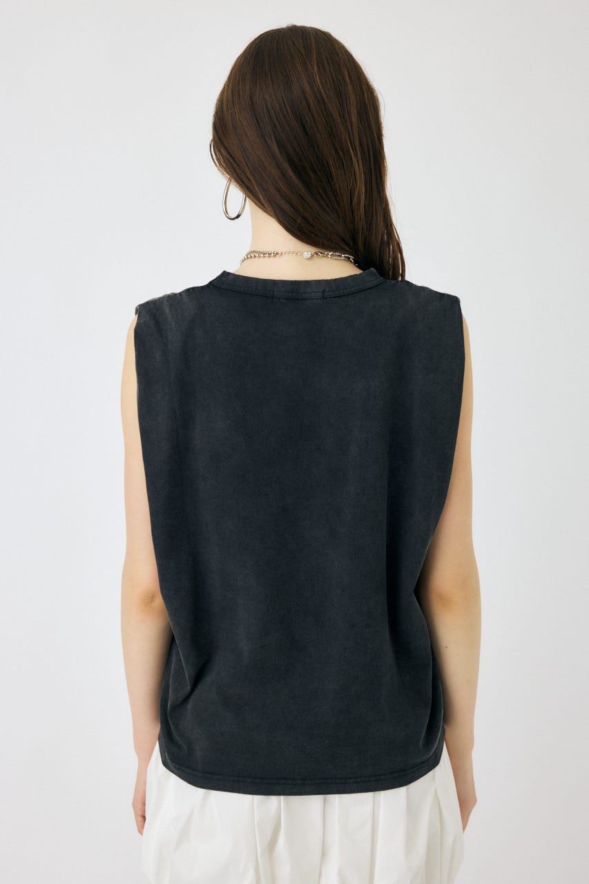 OVERLAPPING LOGOS ノースリーブ TEE L/BLK FREE