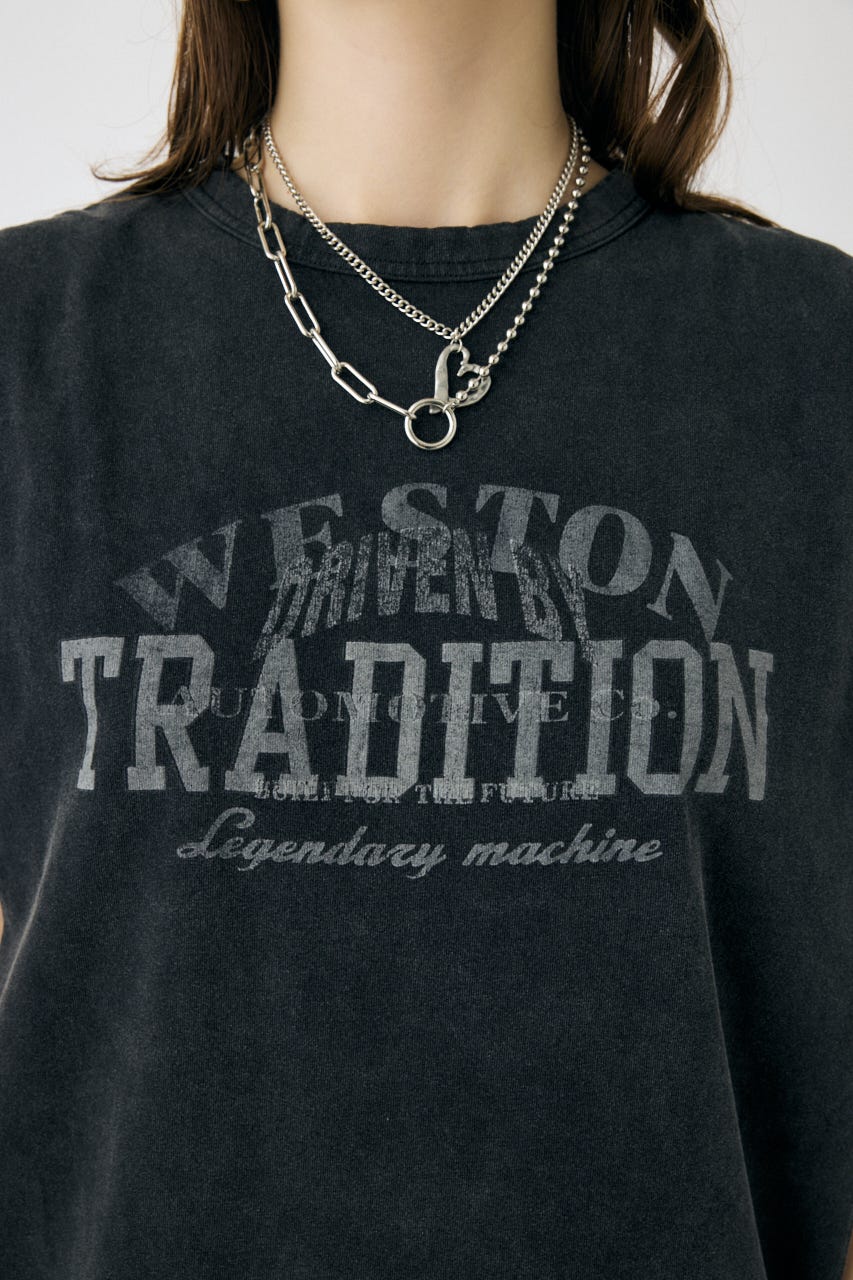 OVERLAPPING LOGOS ノースリーブ TEE L/BLK FREE