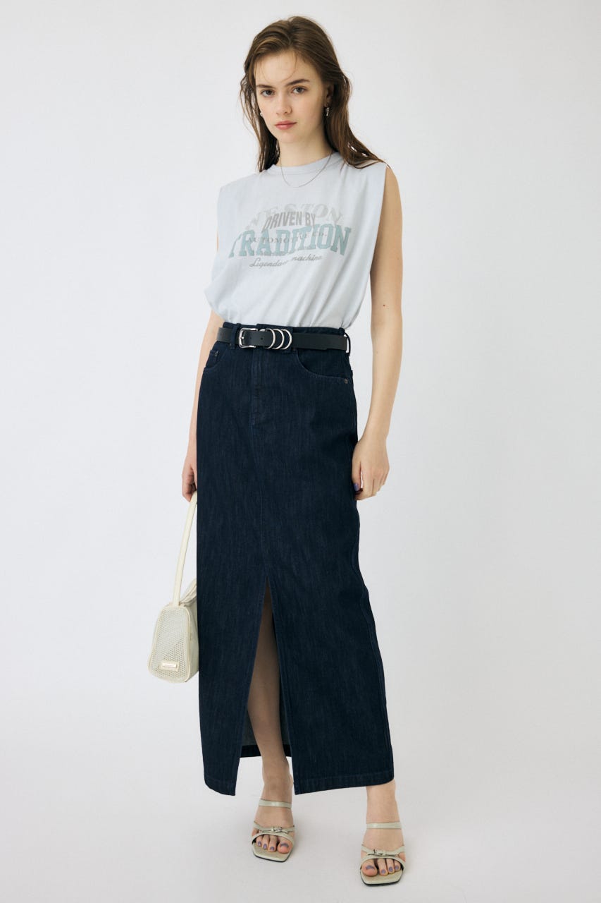 OVERLAPPING LOGOS ノースリーブ TEE L/BLU FREE