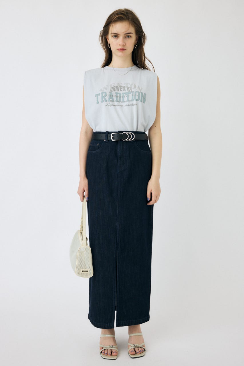OVERLAPPING LOGOS ノースリーブ TEE L/BLU FREE