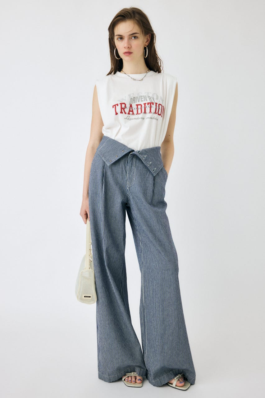 OVERLAPPING LOGOS ノースリーブ TEE O/WHT FREE