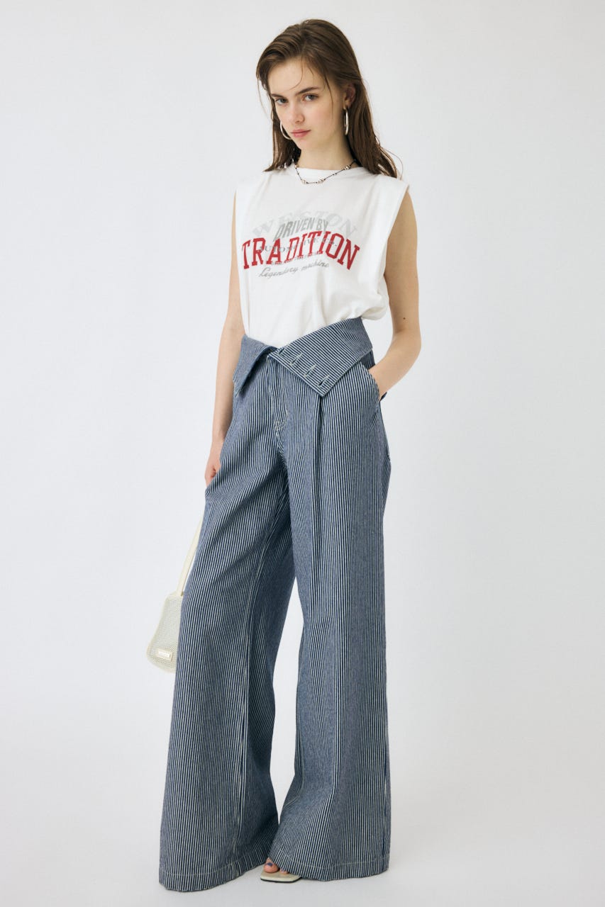 OVERLAPPING LOGOS ノースリーブ TEE O/WHT FREE