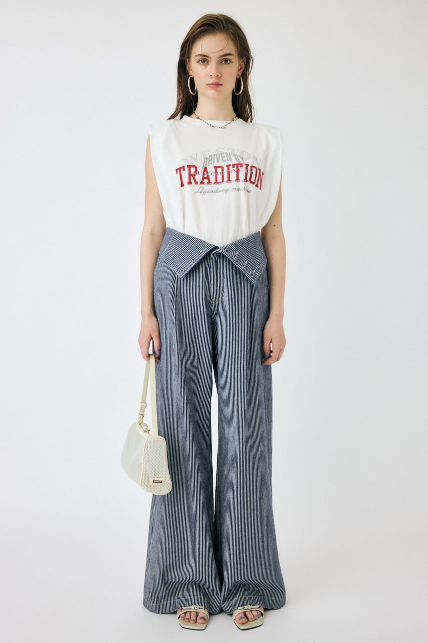 OVERLAPPING LOGOS ノースリーブ TEE O/WHT FREE