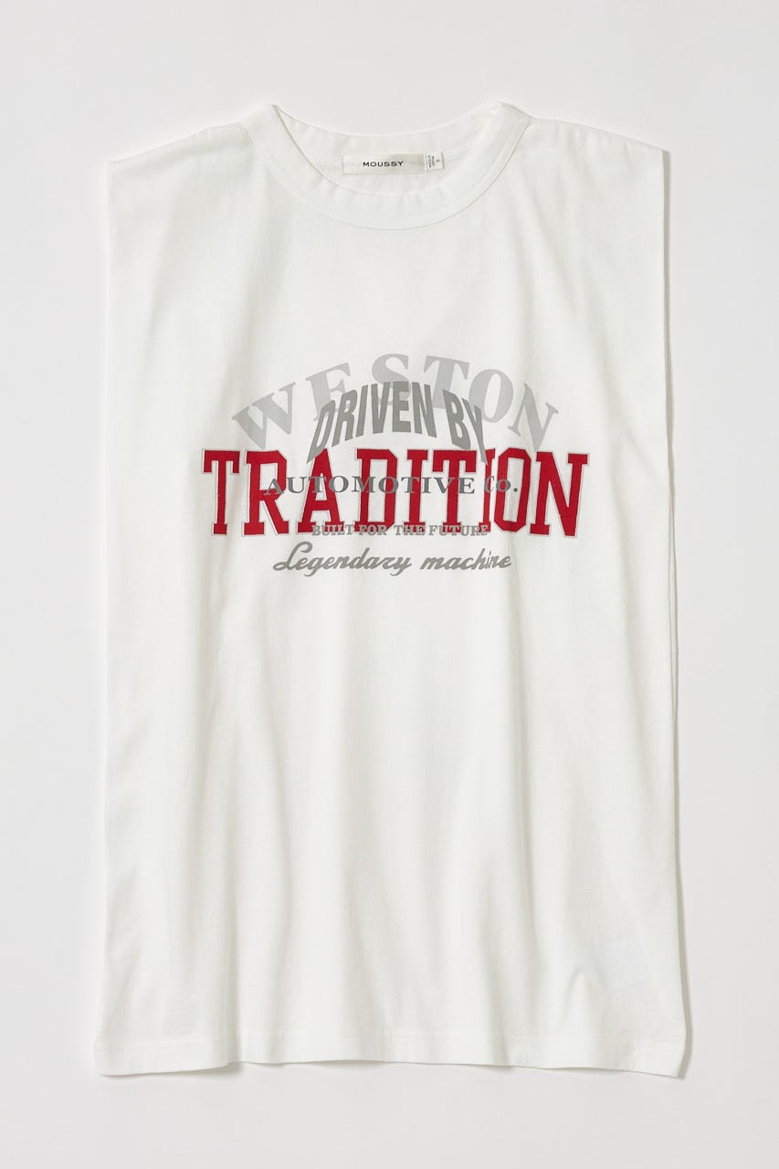 OVERLAPPING LOGOS ノースリーブ TEE O/WHT FREE