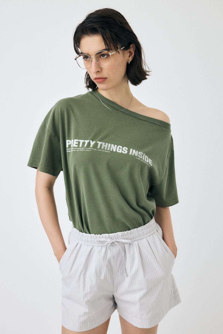 ONE SHOULDER TEE KHA FREE