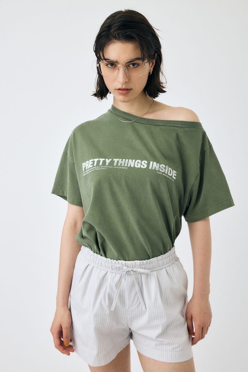 ONE SHOULDER TEE KHA FREE