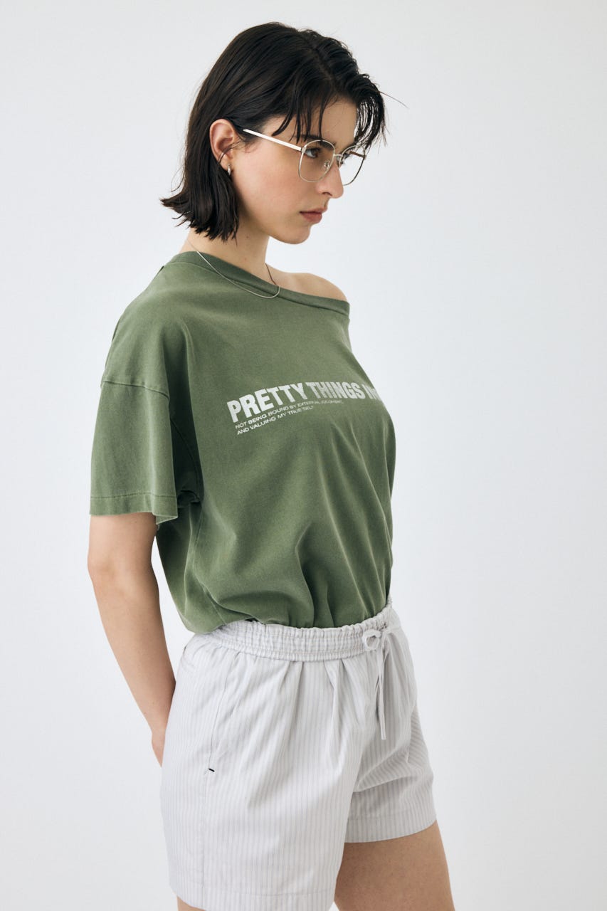 ONE SHOULDER TEE KHA FREE