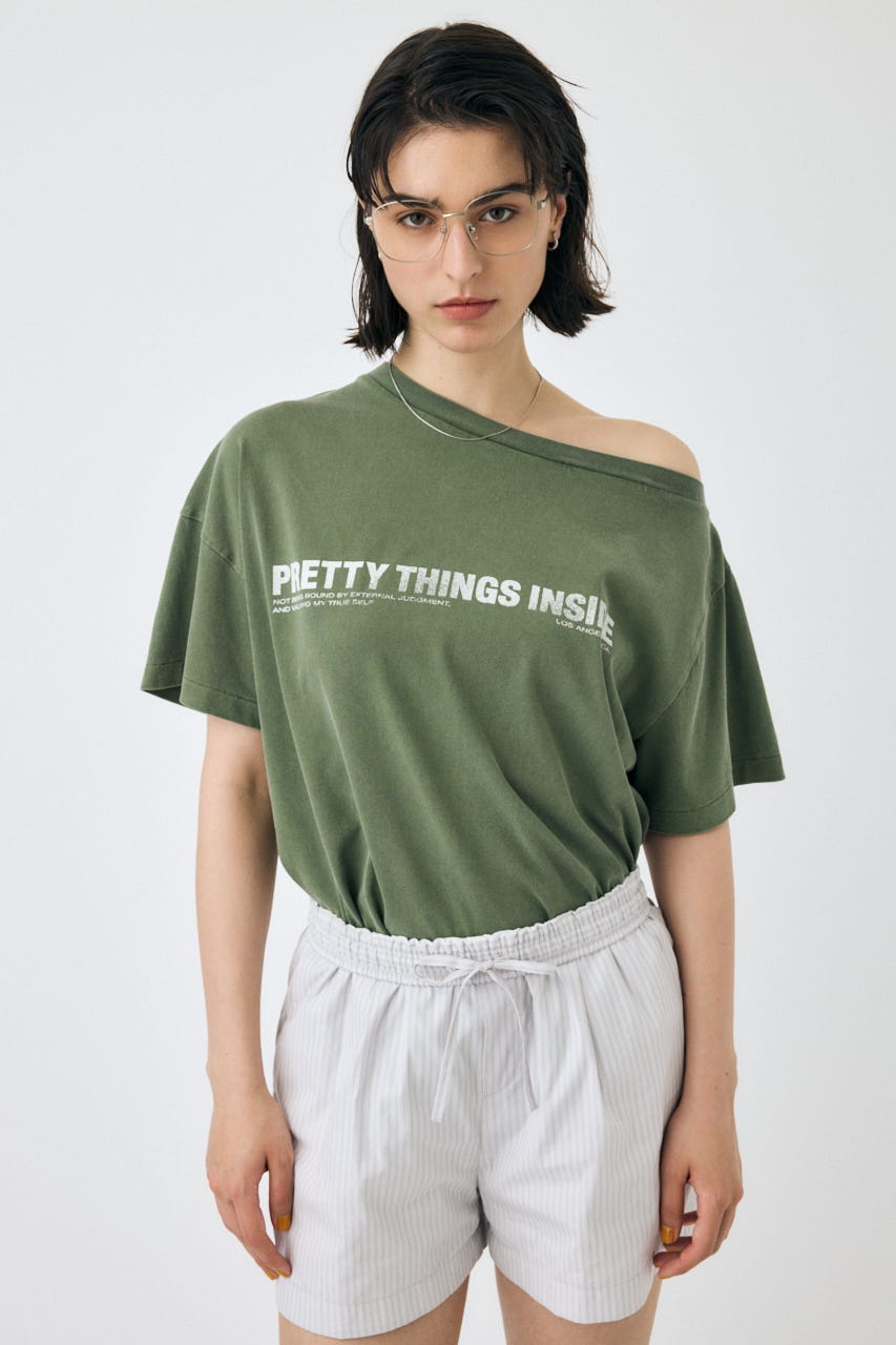 ONE SHOULDER TEE KHA FREE