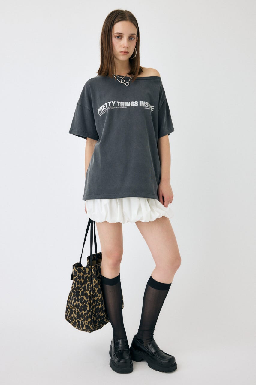 ONE SHOULDER TEE L/BLK FREE