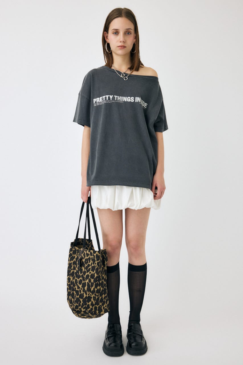 ONE SHOULDER TEE L/BLK FREE