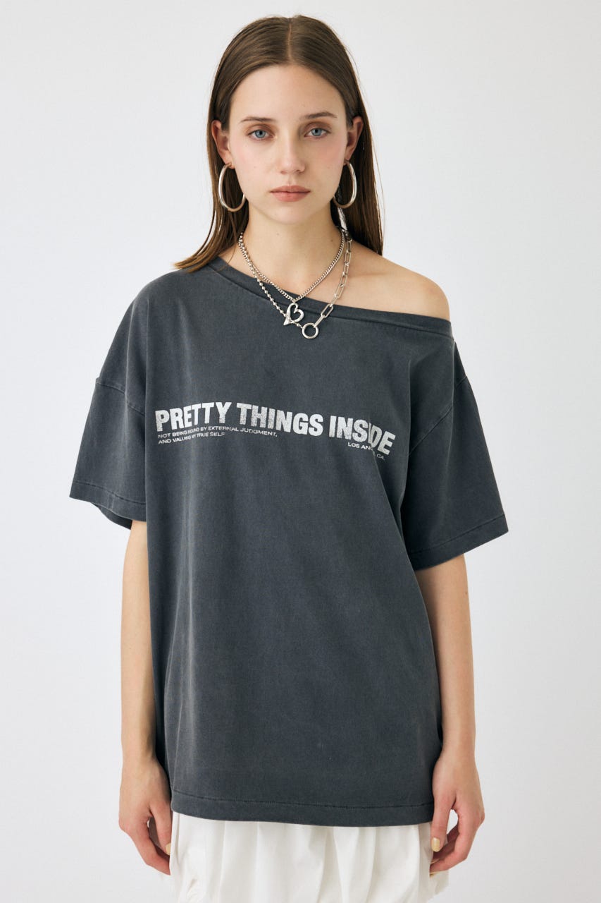 ONE SHOULDER TEE L/BLK FREE