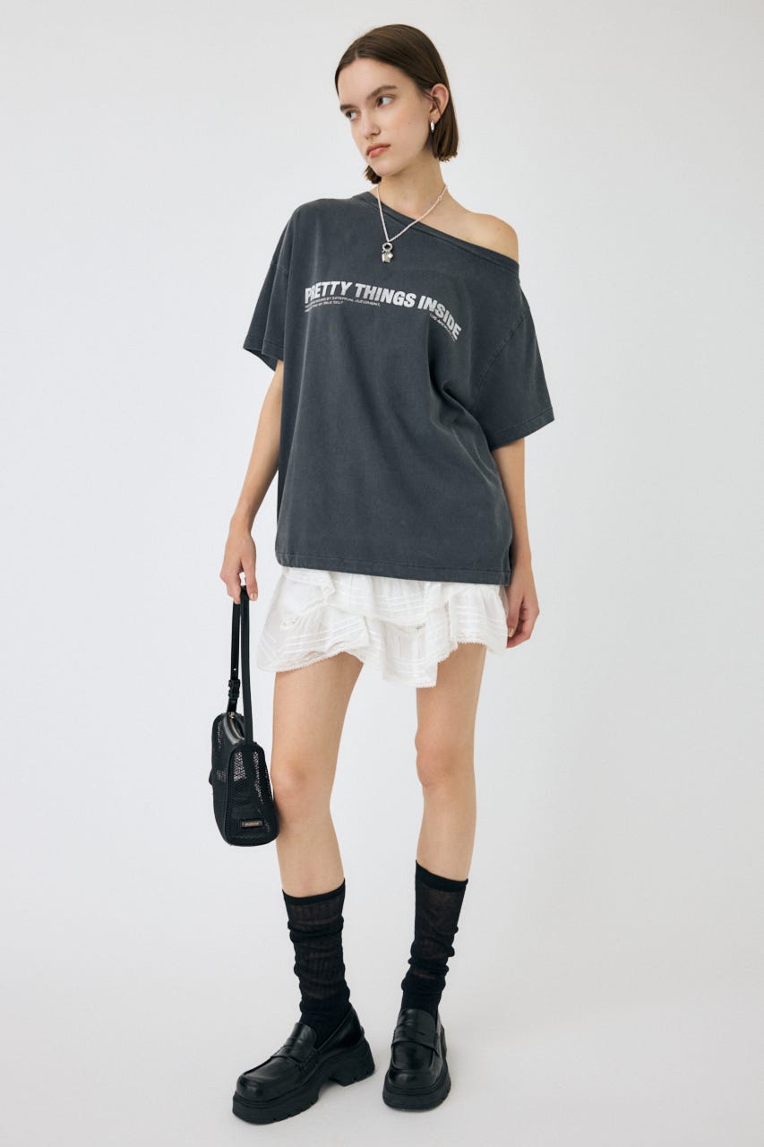 ONE SHOULDER TEE L/BLK FREE
